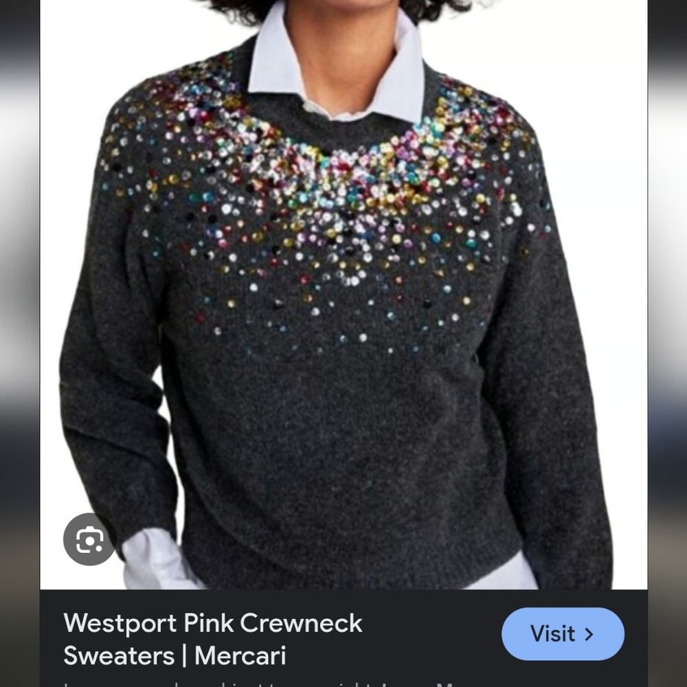 Westport Charcoal Sweater with Colorful sequin Accents.pit To Pit 22" - Picture 1 of 5